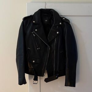 7 For All Mankind Black Leather Jacket